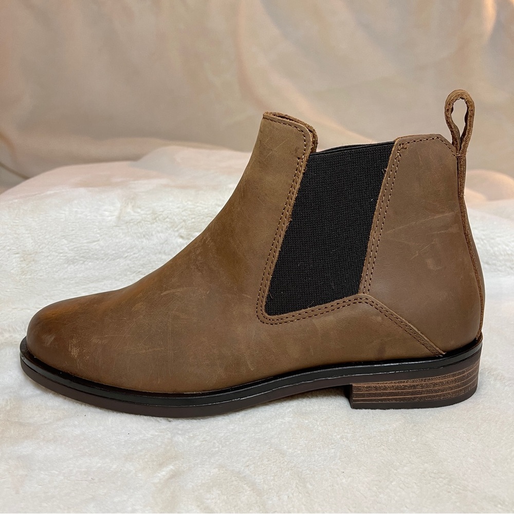 Clarks Womens Memi Top Dark Tan Leather Boots 8.5